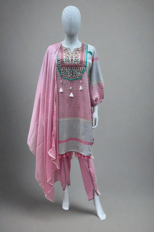 Straight Embroidery Kurti with Dhoti Style Pant